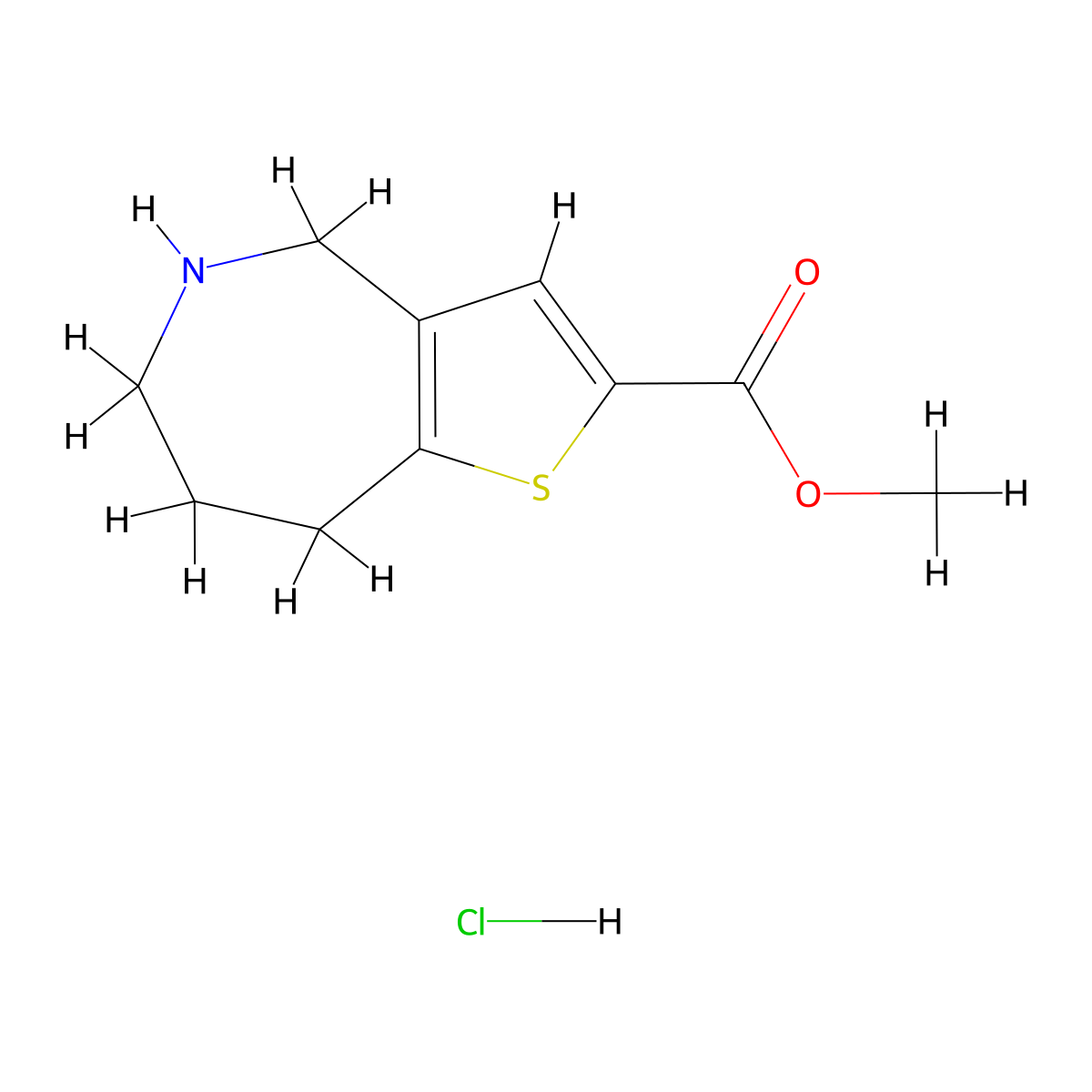 methyl 4H,5H,6H,7H,8H-thieno(3,2-c)azepine-2-carboxylate hydrochloride molecular structure, CAS 2243507-92-6