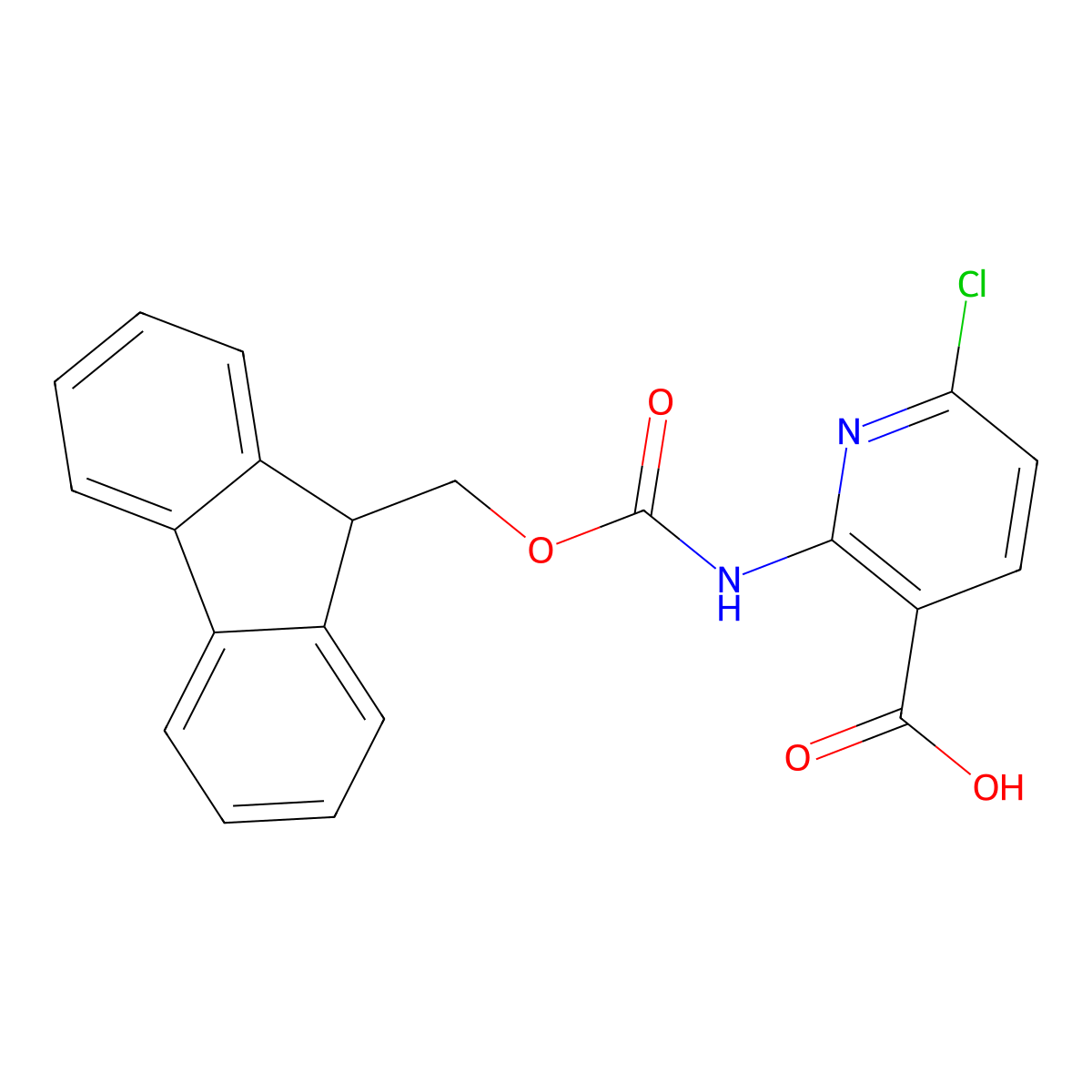 6-chloro-2-({[(9H-fluoren-9-yl)methoxy]carbonyl}amino)pyridine-3-carboxylic acid molecular structure, CAS 2243507-94-8
