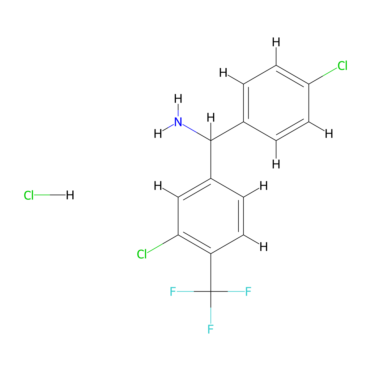 [3-Chloro-4-(trifluoromethyl)phenyl](4-chlorophenyl)methanamine hydrochloride molecular structure, CAS 2243507-99-3