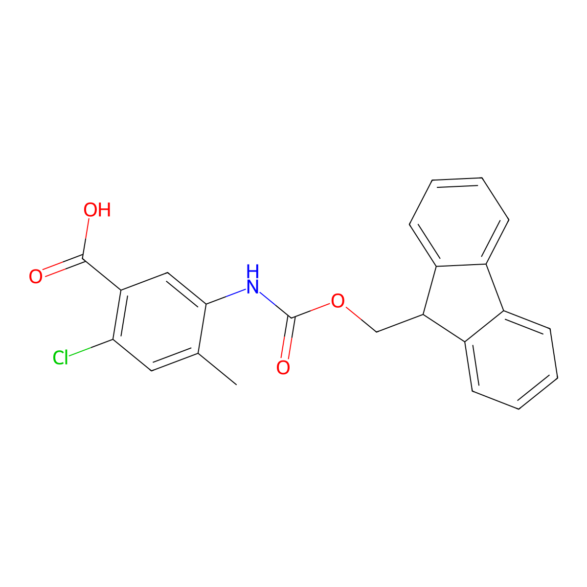 2-chloro-5-({[(9H-fluoren-9-yl)methoxy]carbonyl}amino)-4-methylbenzoic acid molecular structure, CAS 2243508-05-4