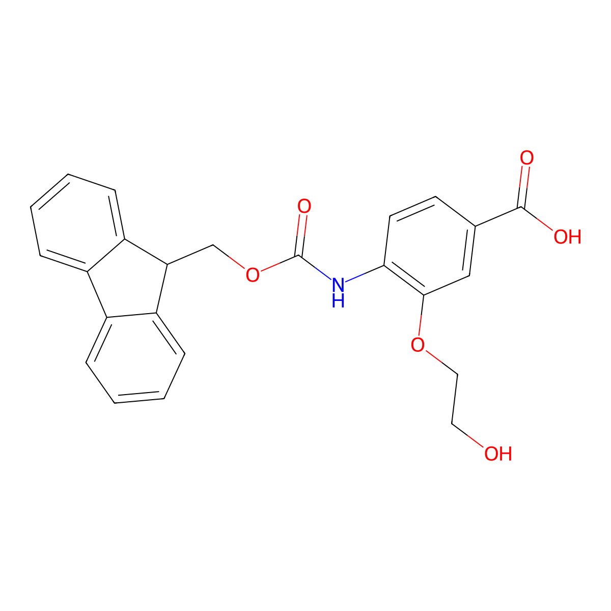 4-({[(9H-fluoren-9-yl)methoxy]carbonyl}amino)-3-(2-hydroxyethoxy)benzoic acid molecular structure, CAS 2243508-06-5