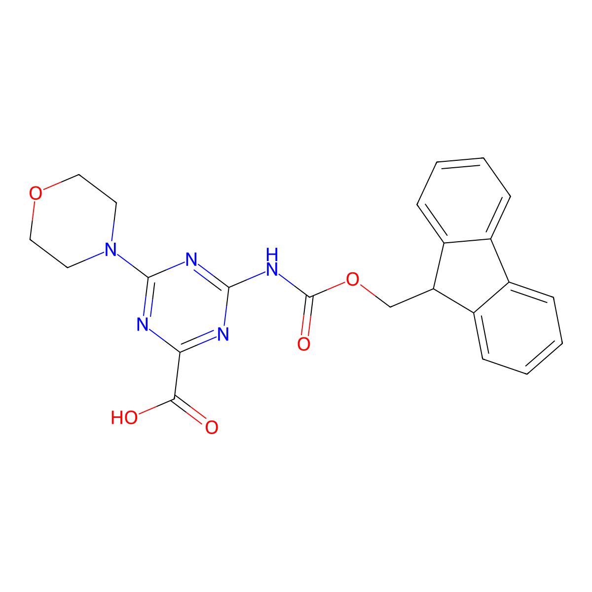 4-({[(9H-fluoren-9-yl)methoxy]carbonyl}amino)-6-(morpholin-4-yl)-1,3,5-triazine-2-carboxylic acid molecular structure, CAS 2243508-07-6