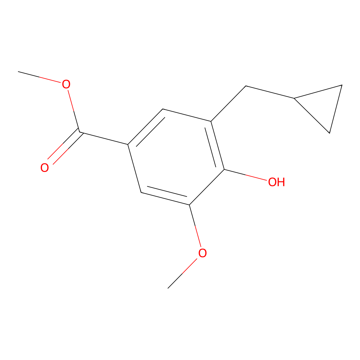 Methyl 3-(cyclopropylmethyl)-4-hydroxy-5-methoxybenzoate molecular structure, CAS 2243508-08-7