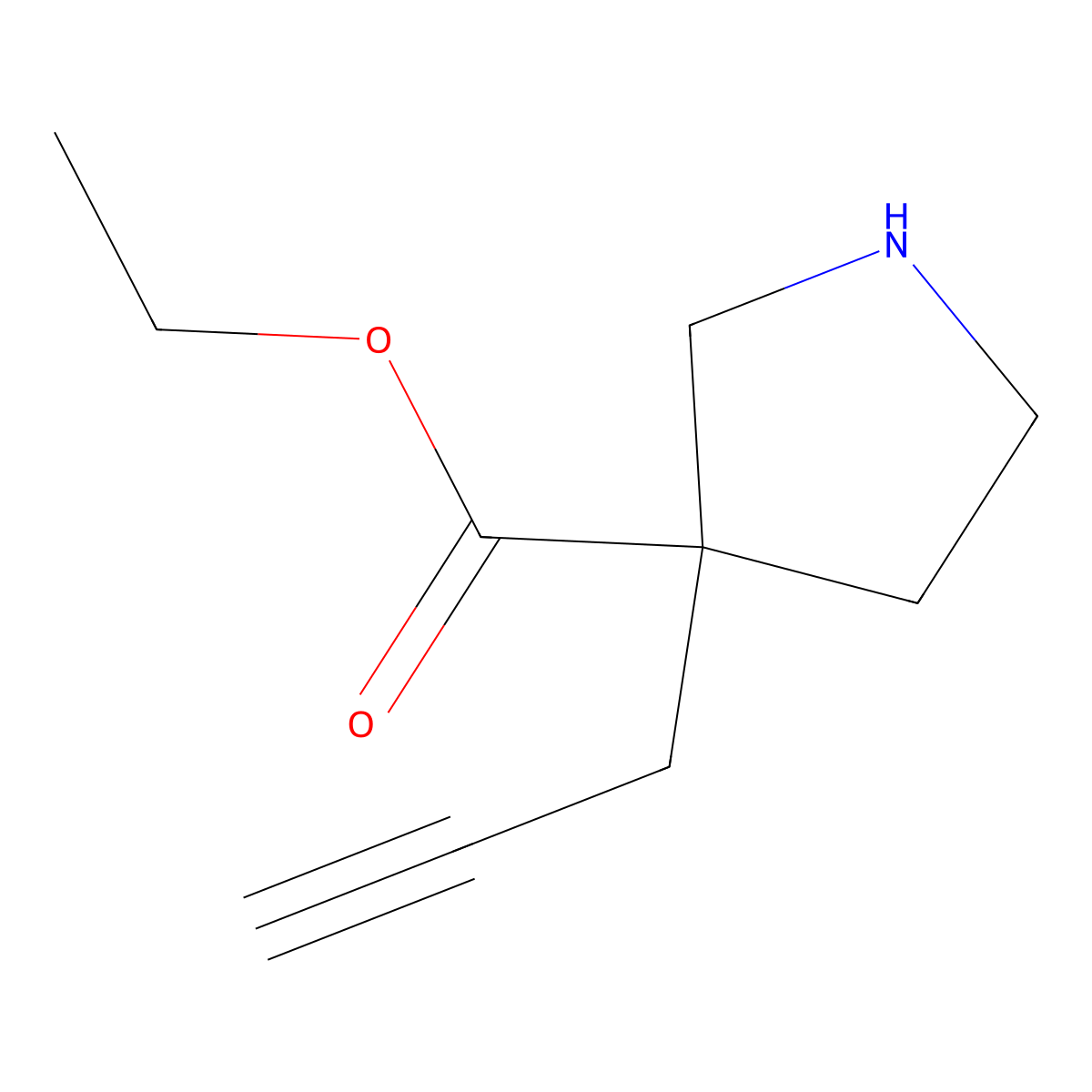 Ethyl 3-(prop-2-yn-1-yl)pyrrolidine-3-carboxylate molecular structure, CAS 2243508-12-3