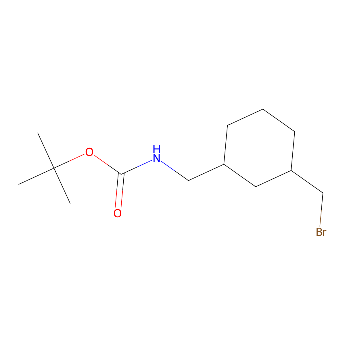 rac-tert-butyl N-{[(1R,3S)-3-(bromomethyl)cyclohexyl]methyl}carbamate molecular structure, CAS 2243508-24-7