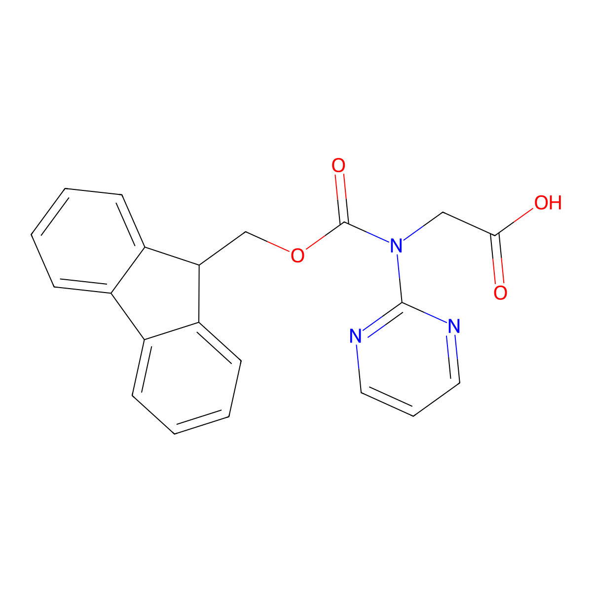 2-({[(9H-fluoren-9-yl)methoxy]carbonyl}(pyrimidin-2-yl)amino)acetic acid molecular structure, CAS 2243508-25-8
