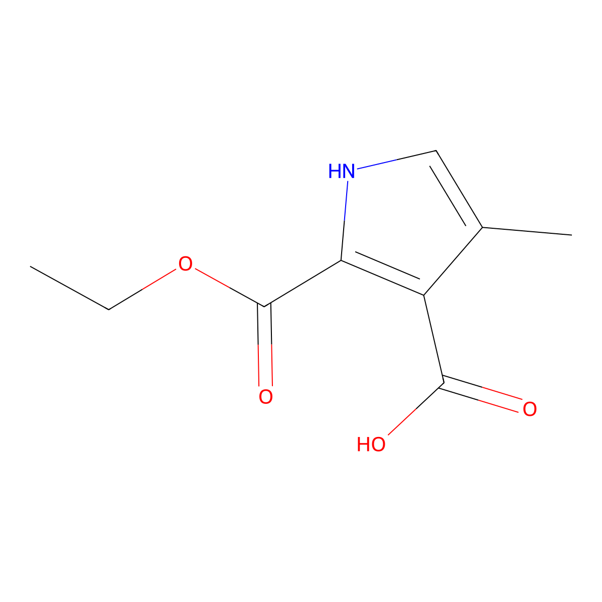 2-(ethoxycarbonyl)-4-methyl-1H-pyrrole-3-carboxylic acid molecular structure, CAS 2243508-31-6