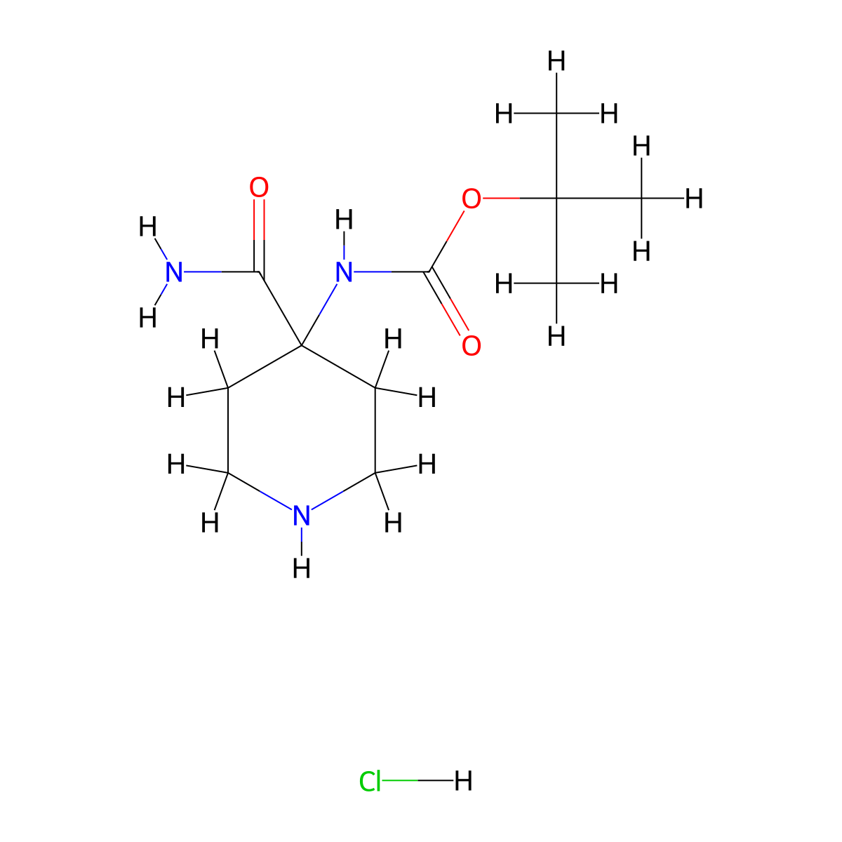 tert-butyl N-(4-carbamoylpiperidin-4-yl)carbamate hydrochloride molecular structure, CAS 2243508-39-4