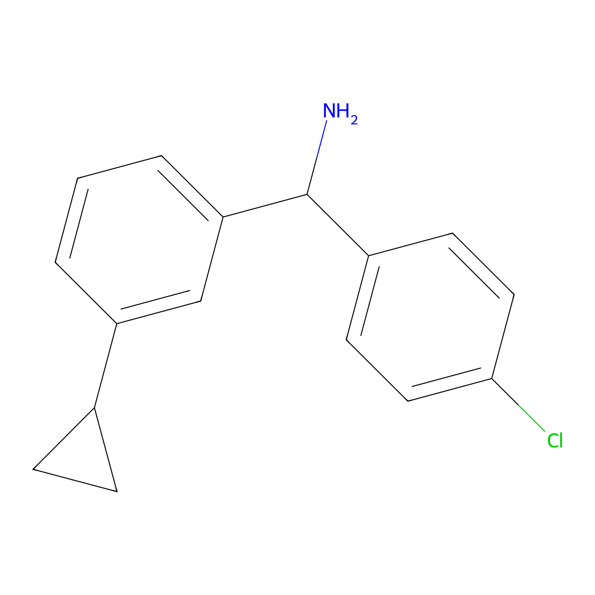 (4-Chlorophenyl)(3-cyclopropylphenyl)methanamine molecular structure, CAS 2243508-40-7