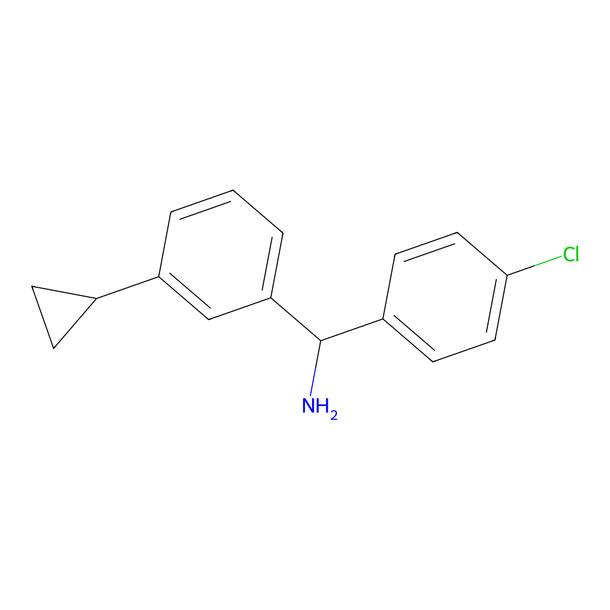 (4-Chlorophenyl)(3-cyclopropylphenyl)methanamine molecular structure, CAS 2243508-40-7