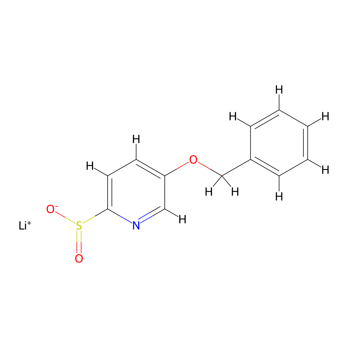 Lithium(1+) 5-(benzyloxy)pyridine-2-sulfinate molecular structure, CAS 2243508-42-9
