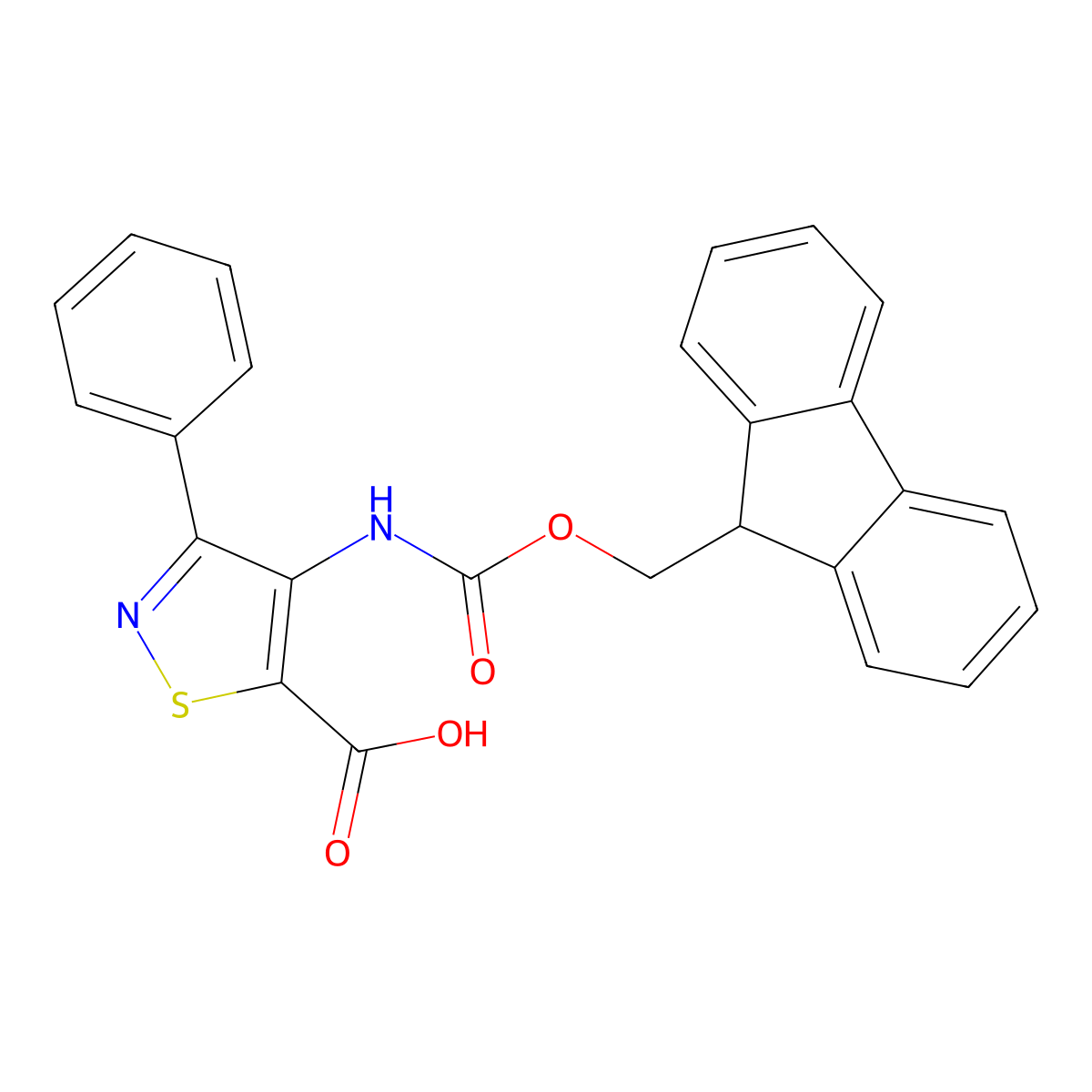4-({[(9H-fluoren-9-yl)methoxy]carbonyl}amino)-3-phenyl-1,2-thiazole-5-carboxylic acid molecular structure, CAS 2243508-45-2