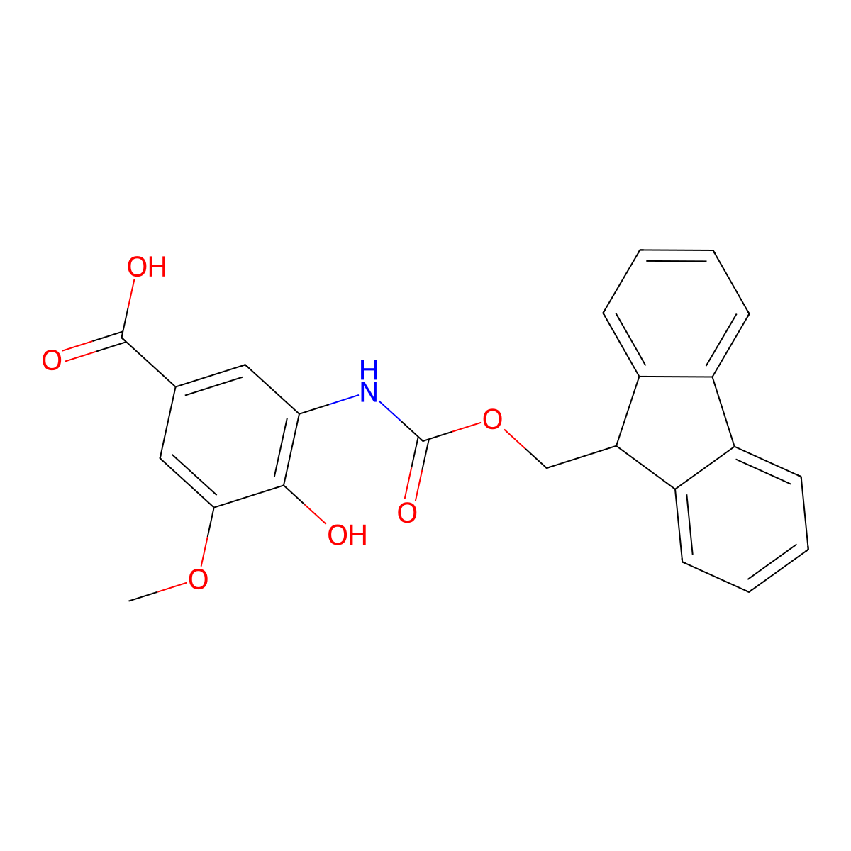 3-({[(9H-fluoren-9-yl)methoxy]carbonyl}amino)-4-hydroxy-5-methoxybenzoic acid molecular structure, CAS 2243508-47-4