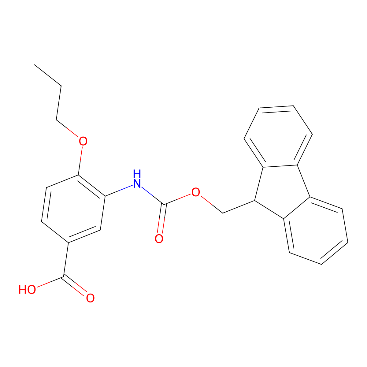 3-({[(9H-fluoren-9-yl)methoxy]carbonyl}amino)-4-propoxybenzoic acid molecular structure, CAS 2243508-55-4