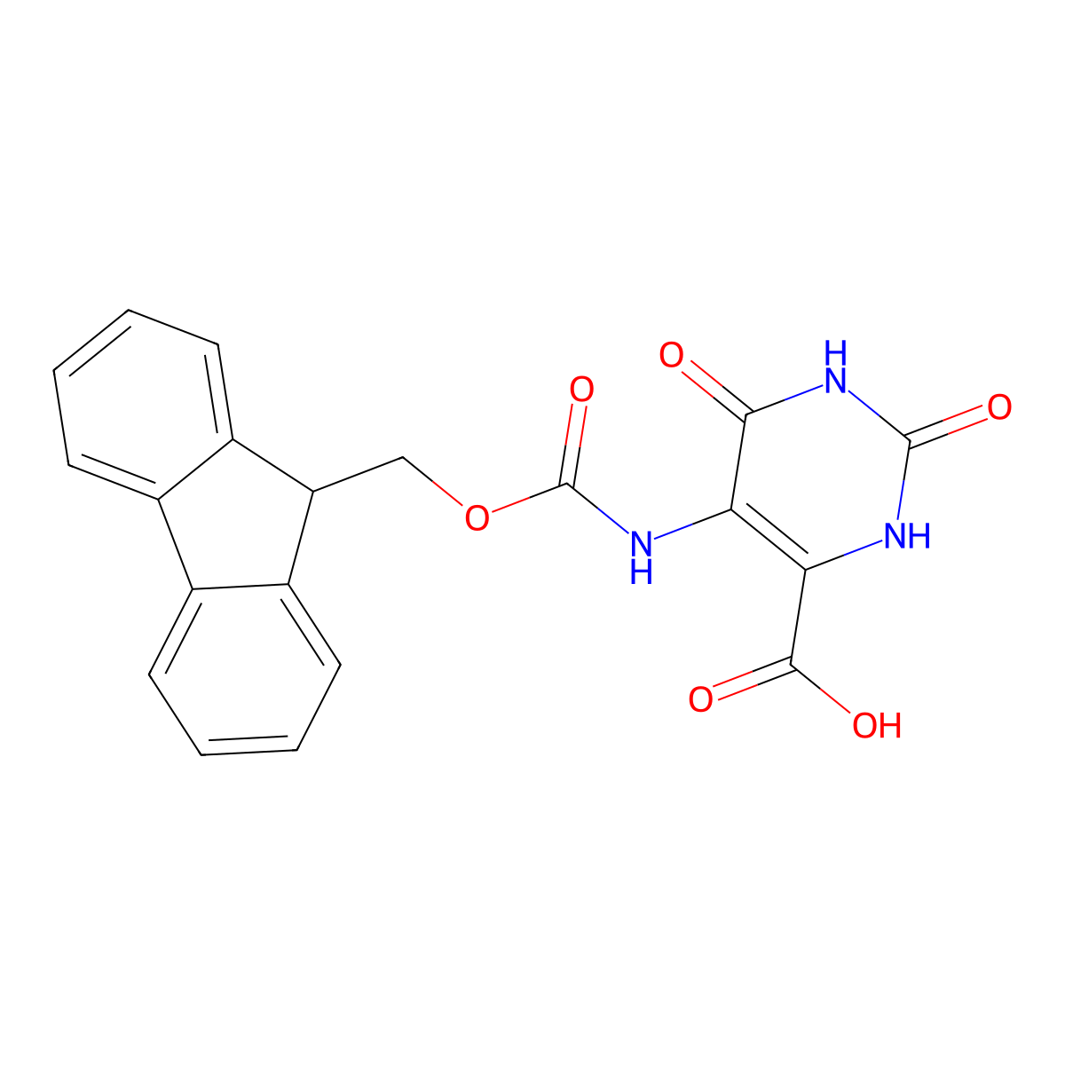 5-({[(9H-fluoren-9-yl)methoxy]carbonyl}amino)-2,6-dioxo-1,2,3,6-tetrahydropyrimidine-4-carboxylic acid molecular structure, CAS 2243508-56-5