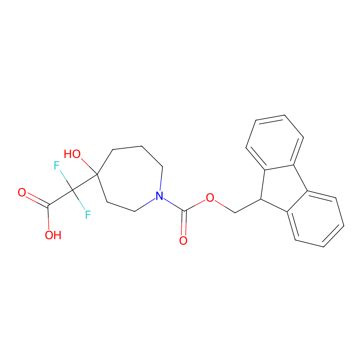 2-(1-{[(9H-fluoren-9-yl)methoxy]carbonyl}-4-hydroxyazepan-4-yl)-2,2-difluoroacetic acid molecular structure, CAS 2243508-58-7
