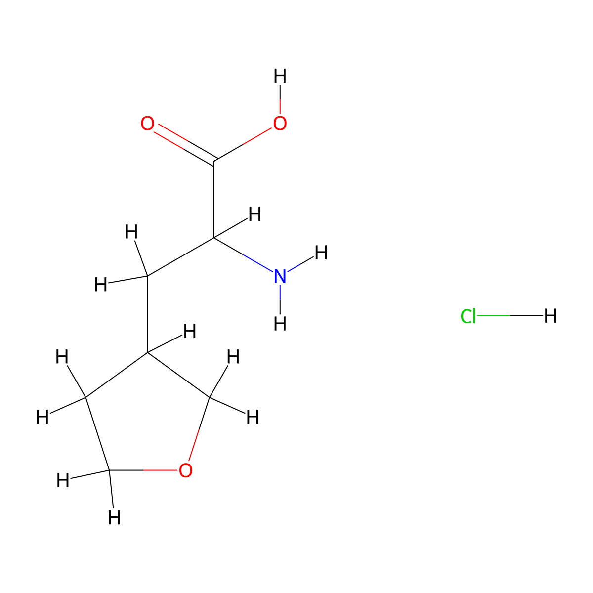 2-Amino-3-(oxolan-3-yl)propanoic acid hydrochloride molecular structure, CAS 2243508-59-8