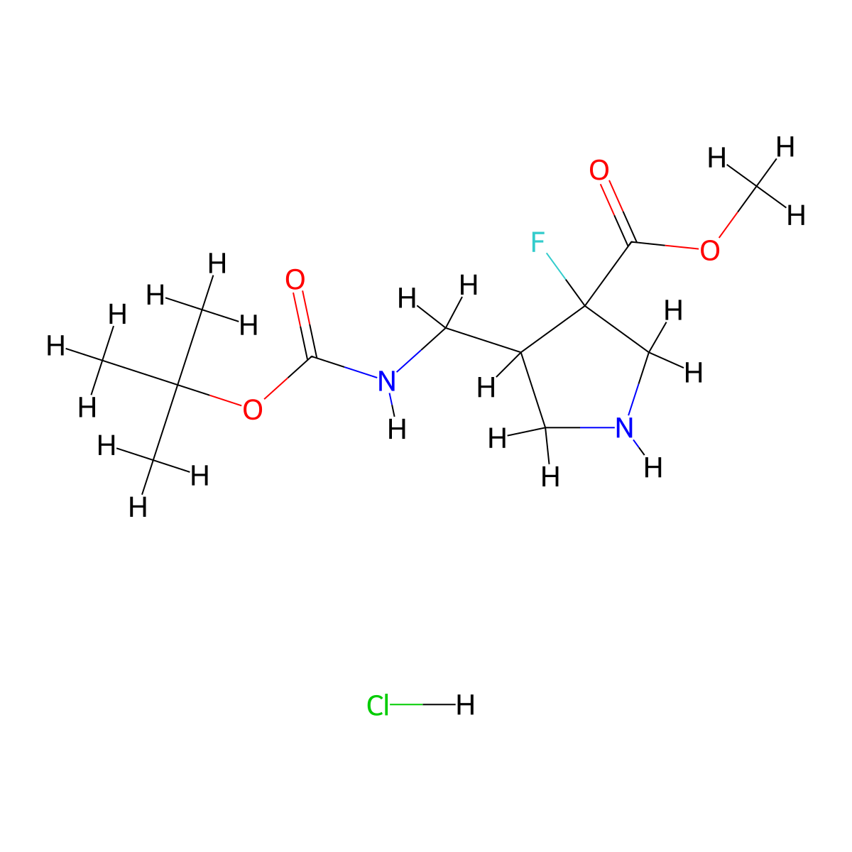 Methyl4-({[(tert-butoxy)carbonyl]amino}methyl)-3-fluoropyrrolidine-3-carboxylatehydrochloride molecular structure, CAS 2243508-63-4