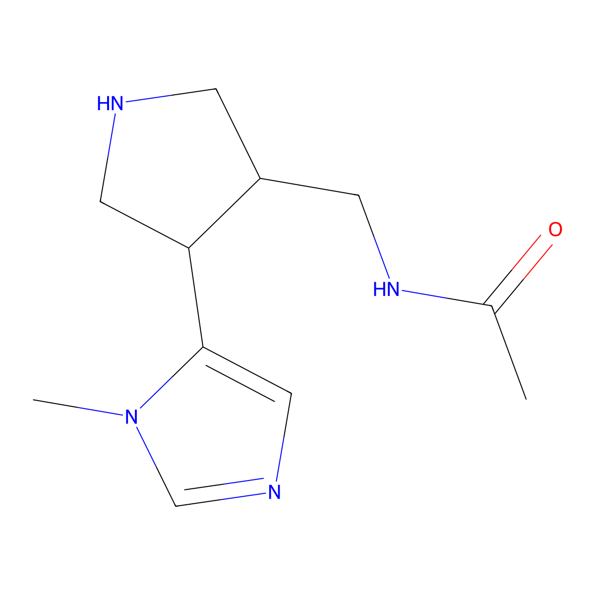 rac-N-{[(3R,4R)-4-(1-methyl-1H-imidazol-5-yl)pyrrolidin-3-yl]methyl}acetamide molecular structure, CAS 2243508-76-9
