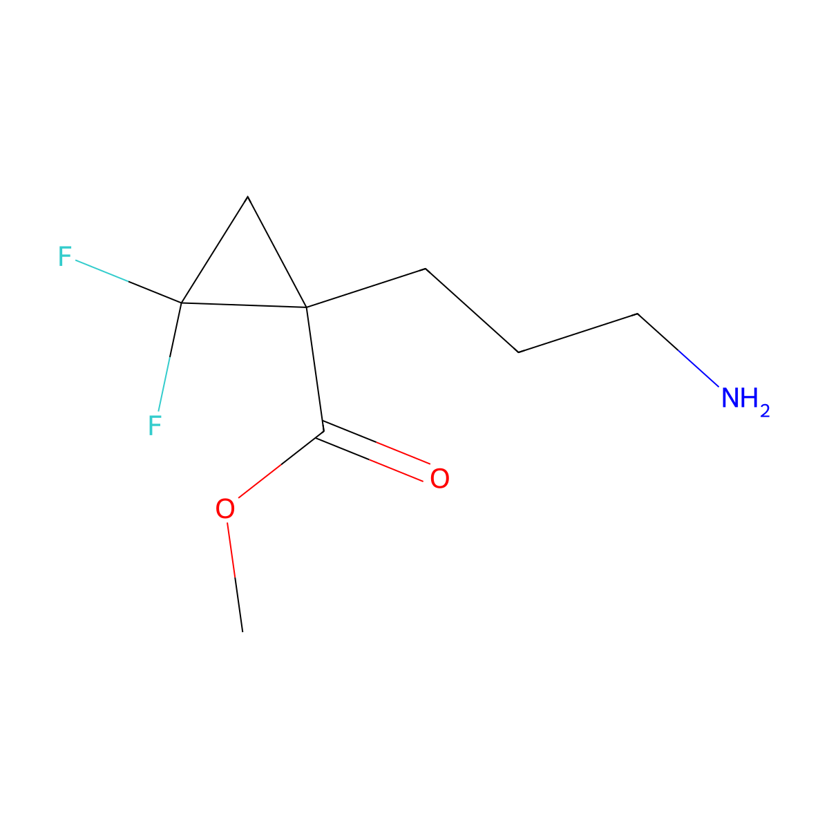 Methyl 1-(3-aminopropyl)-2,2-difluorocyclopropane-1-carboxylate molecular structure, CAS 2243508-88-3