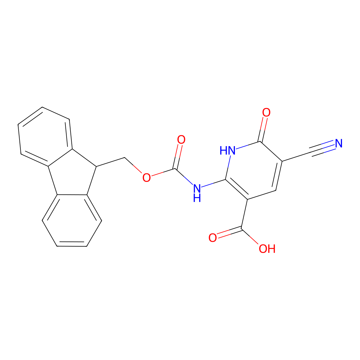 5-cyano-2-({[(9H-fluoren-9-yl)methoxy]carbonyl}amino)-6-oxo-1,6-dihydropyridine-3-carboxylic acid molecular structure, CAS 2243508-94-1
