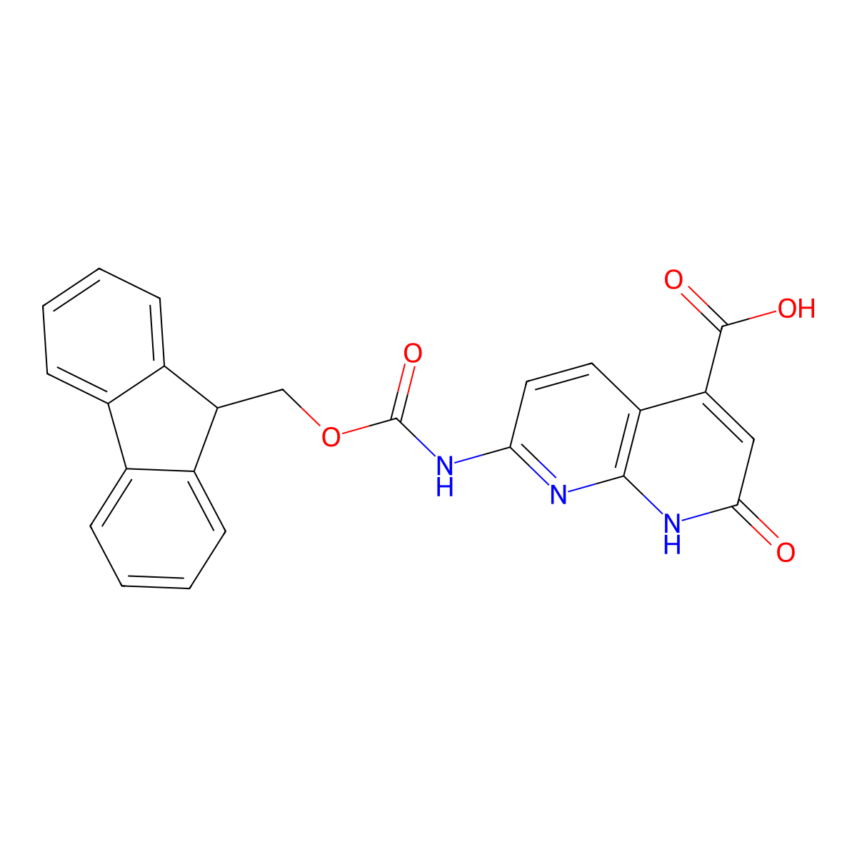 7-({[(9H-fluoren-9-yl)methoxy]carbonyl}amino)-2-hydroxy-1,8-naphthyridine-4-carboxylic acid molecular structure, CAS 2243509-00-2