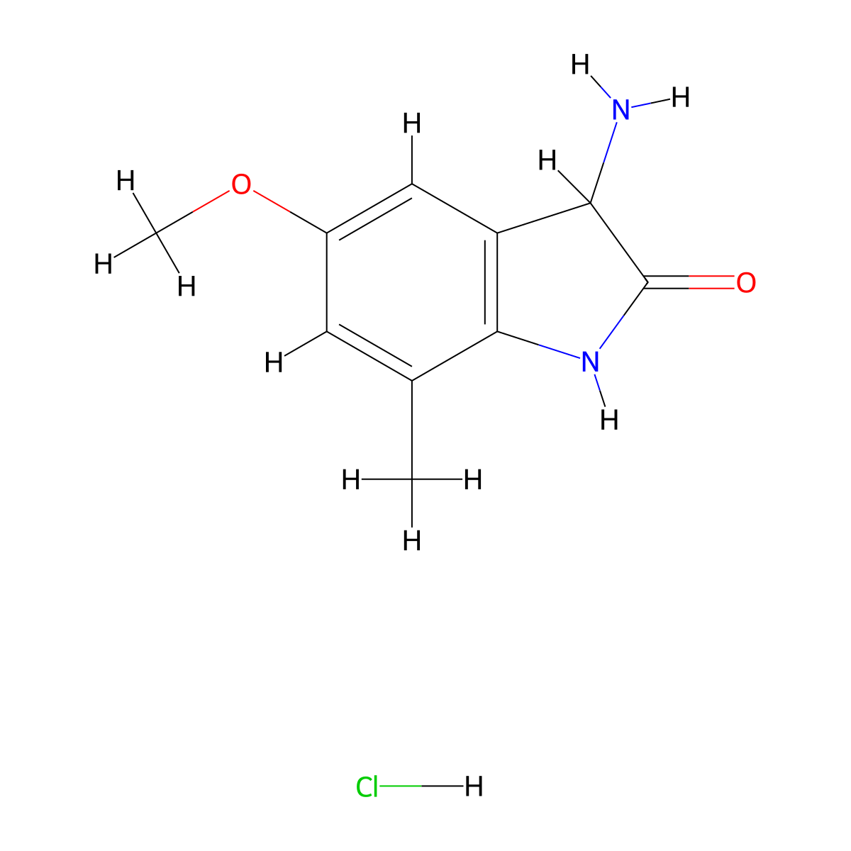 3-amino-5-methoxy-7-methyl-2,3-dihydro-1H-indol-2-one hydrochloride molecular structure, CAS 2243509-07-9