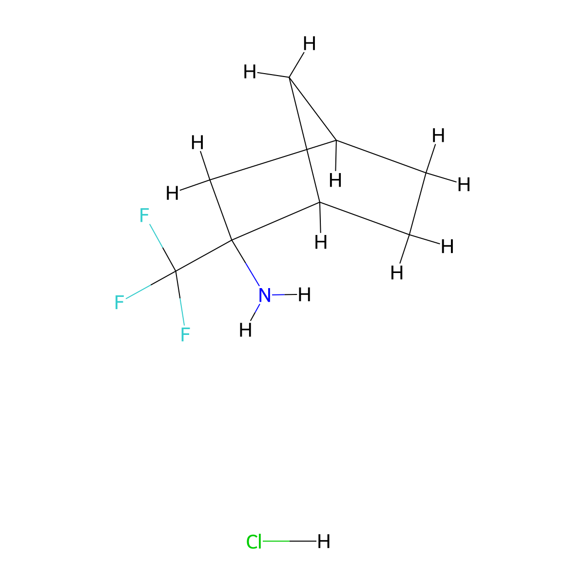 2-(Trifluoromethyl)bicyclo[2.2.1]heptan-2-amine hydrochloride molecular structure, CAS 2243509-08-0