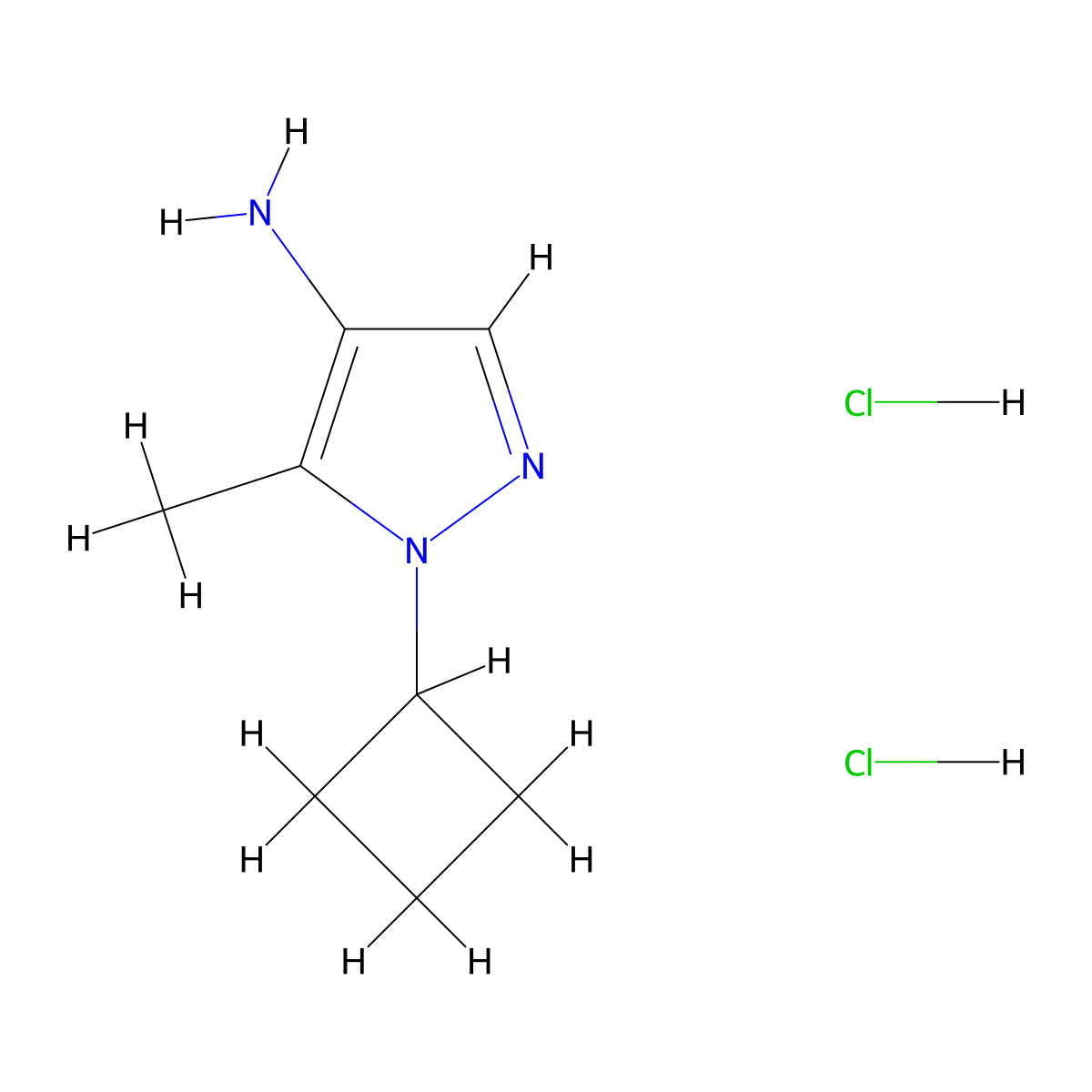 1-Cyclobutyl-5-methylpyrazol-4-amine;dihydrochloride molecular structure, CAS 2243509-13-7