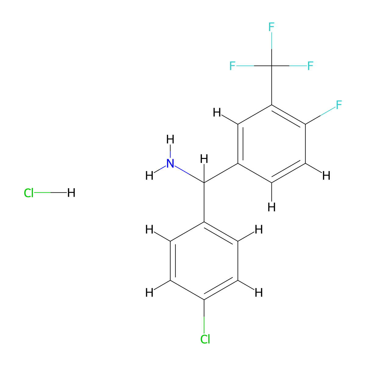 (4-Chlorophenyl)[4-fluoro-3-(trifluoromethyl)phenyl]methanamine hydrochloride molecular structure, CAS 2243509-22-8