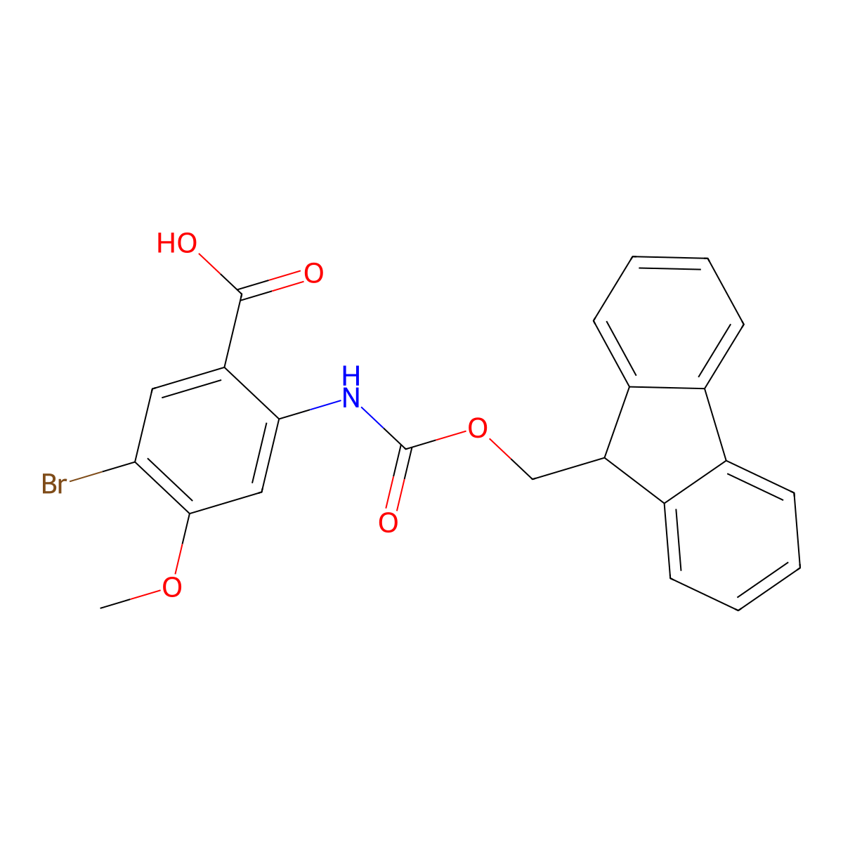 5-bromo-2-({[(9H-fluoren-9-yl)methoxy]carbonyl}amino)-4-methoxybenzoic acid molecular structure, CAS 2243509-27-3