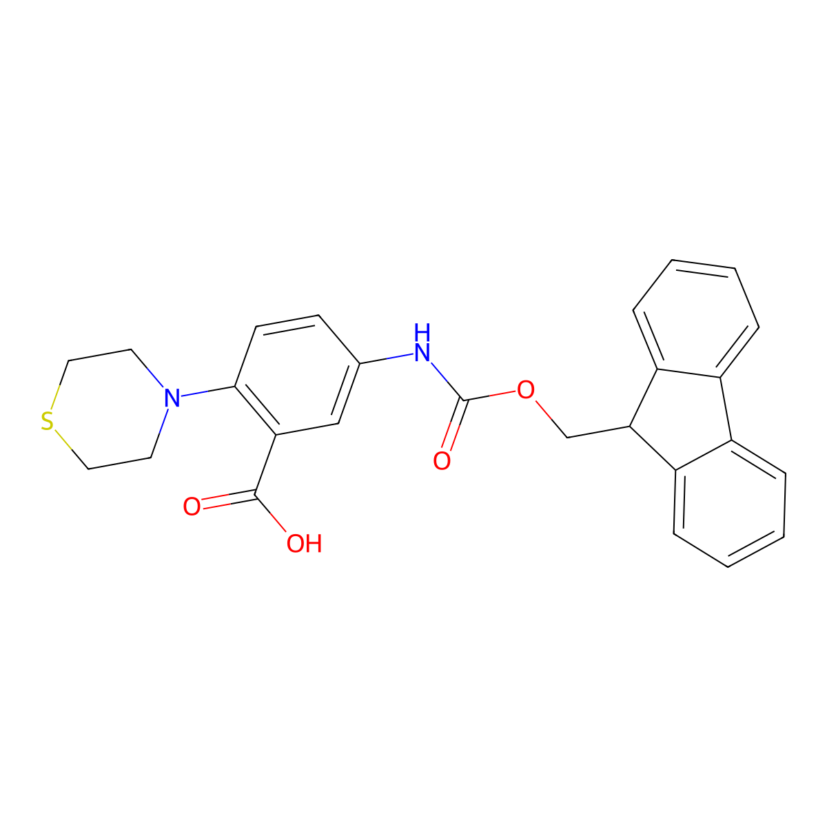 5-({[(9H-fluoren-9-yl)methoxy]carbonyl}amino)-2-(thiomorpholin-4-yl)benzoic acid molecular structure, CAS 2243509-41-1