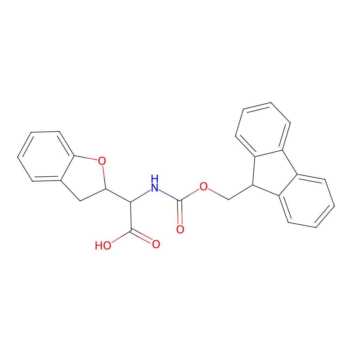 rac-(2R)-2-[(2R)-2,3-dihydro-1-benzofuran-2-yl]-2-({[(9H-fluoren-9-yl)methoxy]carbonyl}amino)aceticacid molecular structure, CAS 2243509-42-2