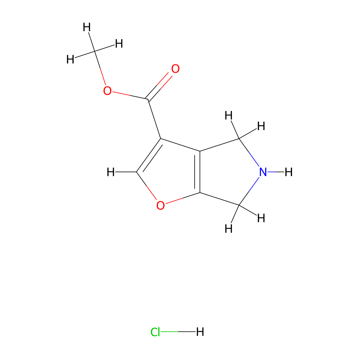 methyl 4H,5H,6H-furo[2,3-c]pyrrole-3-carboxylate hydrochloride molecular structure, CAS 2243509-44-4