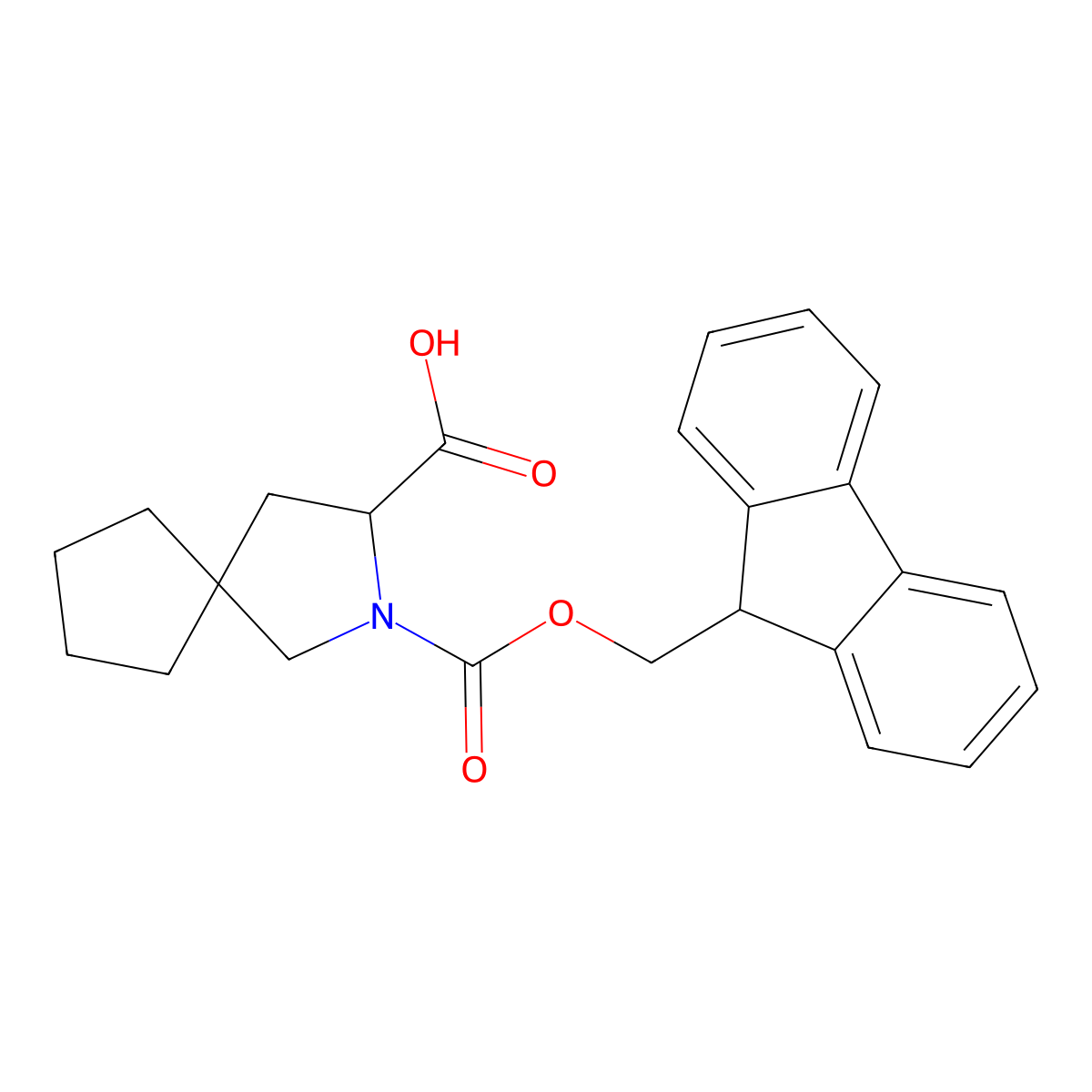 2-{[(9H-fluoren-9-yl)methoxy]carbonyl}-2-azaspiro[4.4]nonane-3-carboxylic acid molecular structure, CAS 2243509-45-5