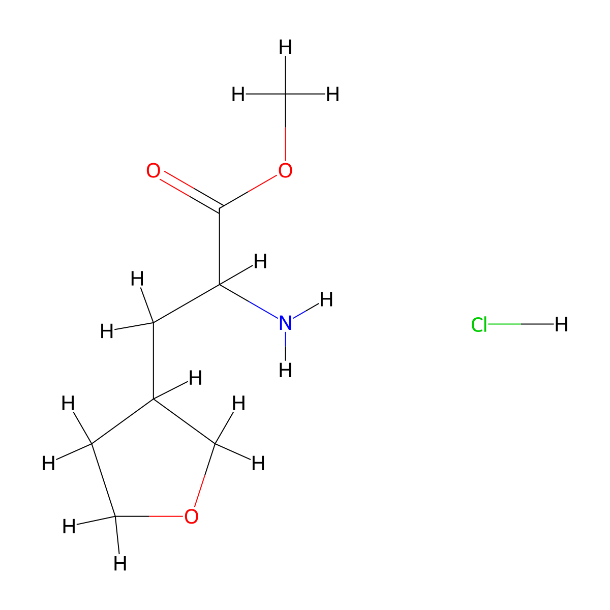 Methyl 2-amino-3-(oxolan-3-yl)propanoate hydrochloride molecular structure, CAS 2243509-51-3