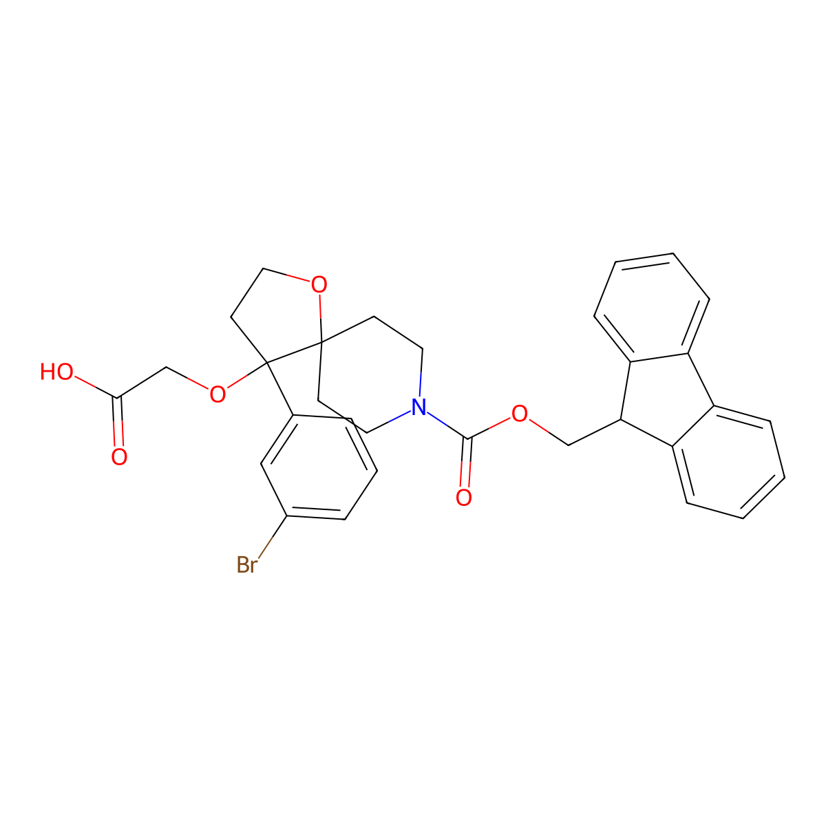 2-{[4-(3-bromophenyl)-8-{[(9H-fluoren-9-yl)methoxy]carbonyl}-1-oxa-8-azaspiro[4.5]decan-4-yl]oxy}acetic acid molecular structure, CAS 2243509-55-7