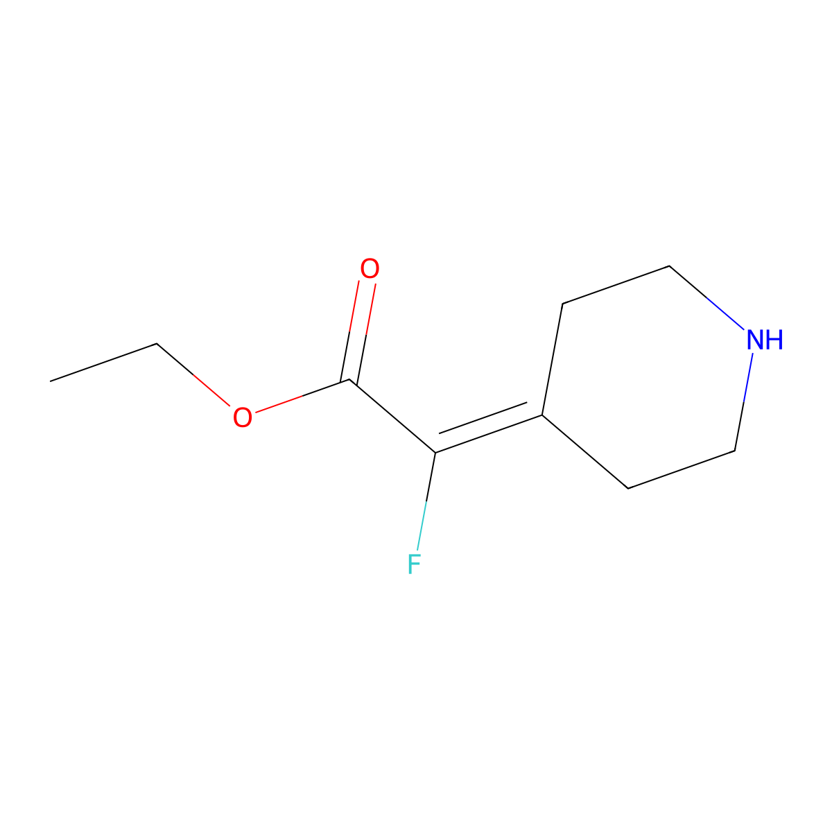Ethyl 2-fluoro-2-(piperidin-4-ylidene)acetate molecular structure, CAS 2243509-63-7
