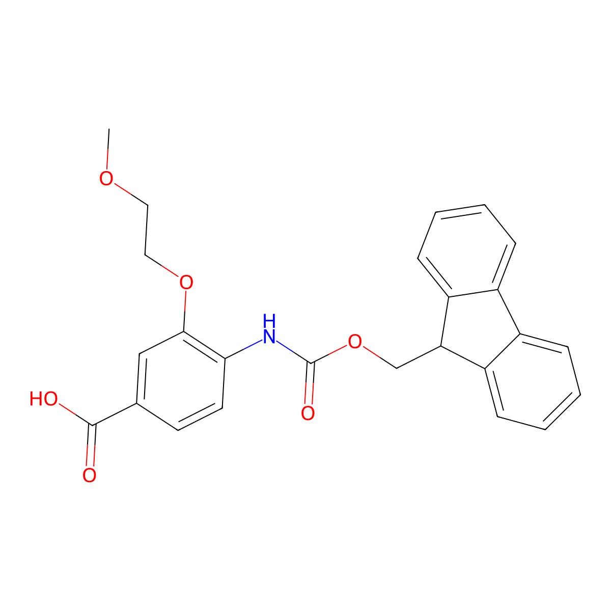 4-({[(9H-fluoren-9-yl)methoxy]carbonyl}amino)-3-(2-methoxyethoxy)benzoic acid molecular structure, CAS 2243509-64-8