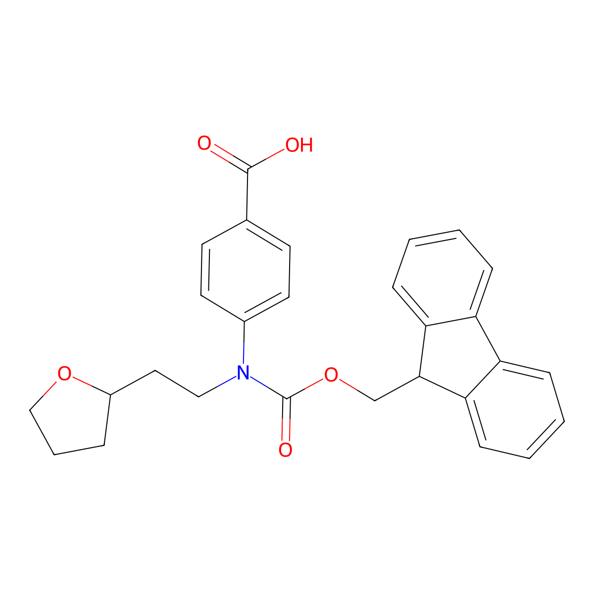 4-({[(9H-fluoren-9-yl)methoxy]carbonyl}[2-(oxolan-2-yl)ethyl]amino)benzoic acid molecular structure, CAS 2243509-68-2