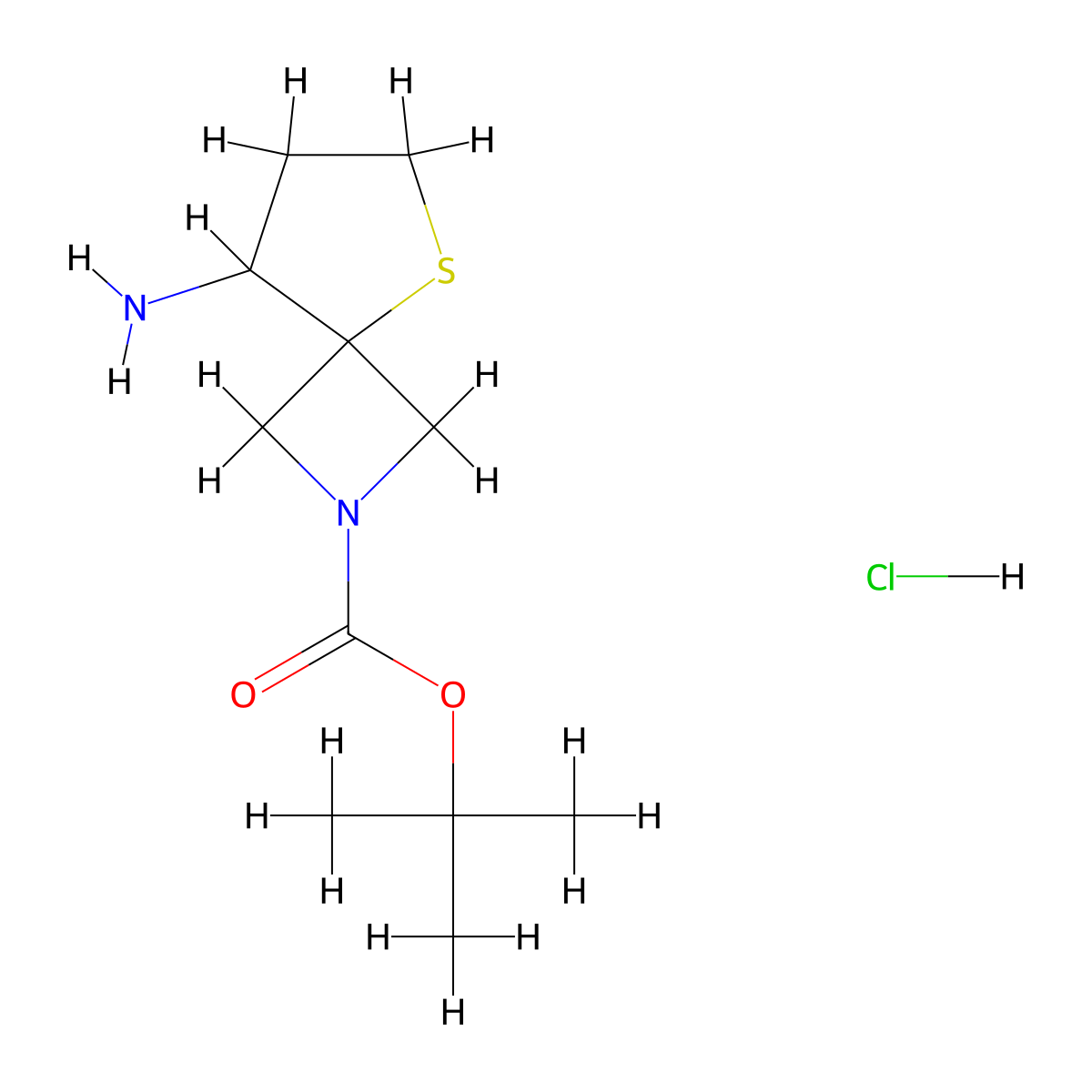 Tert-butyl8-amino-5-thia-2-azaspiro[3.4]octane-2-carboxylatehydrochloride molecular structure, CAS 2243509-72-8
