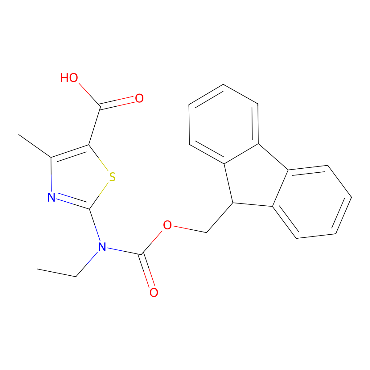 2-[ethyl({[(9H-fluoren-9-yl)methoxy]carbonyl})amino]-4-methyl-1,3-thiazole-5-carboxylic acid molecular structure, CAS 2243509-73-9