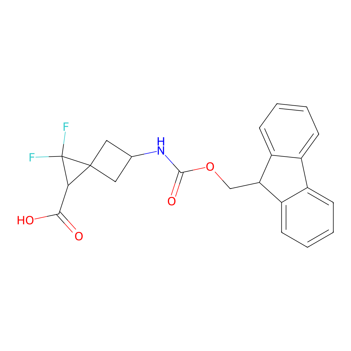 5-(9H-Fluoren-9-ylmethoxycarbonylamino)-2,2-difluorospiro[2.3]hexane-1-carboxylic acid molecular structure, CAS 2243509-80-8