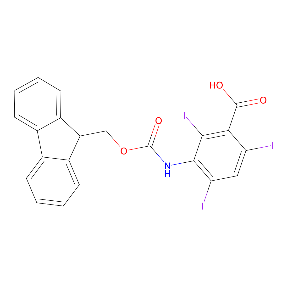 3-({[(9H-fluoren-9-yl)methoxy]carbonyl}amino)-2,4,6-triiodobenzoic acid molecular structure, CAS 2243509-81-9