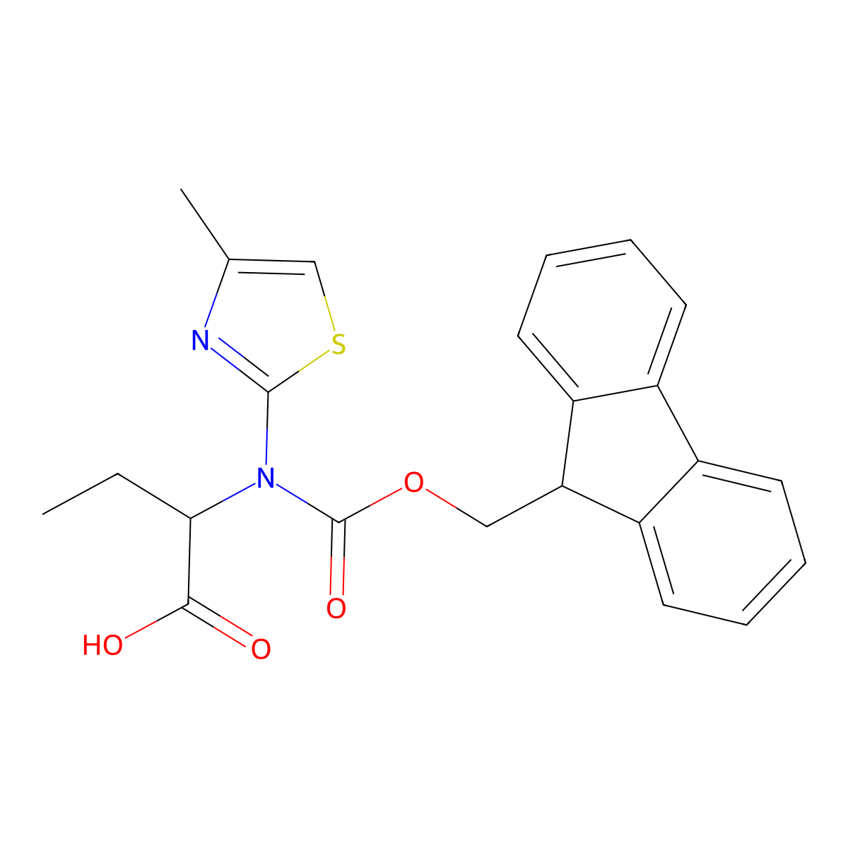 2-({[(9H-fluoren-9-yl)methoxy]carbonyl}(4-methyl-1,3-thiazol-2-yl)amino)butanoic acid molecular structure, CAS 2243509-92-2