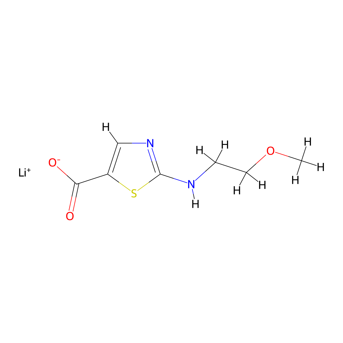 Lithium 2-((2-methoxyethyl)amino)-1,3-thiazole-5-carboxylate molecular structure, CAS 2243509-97-7