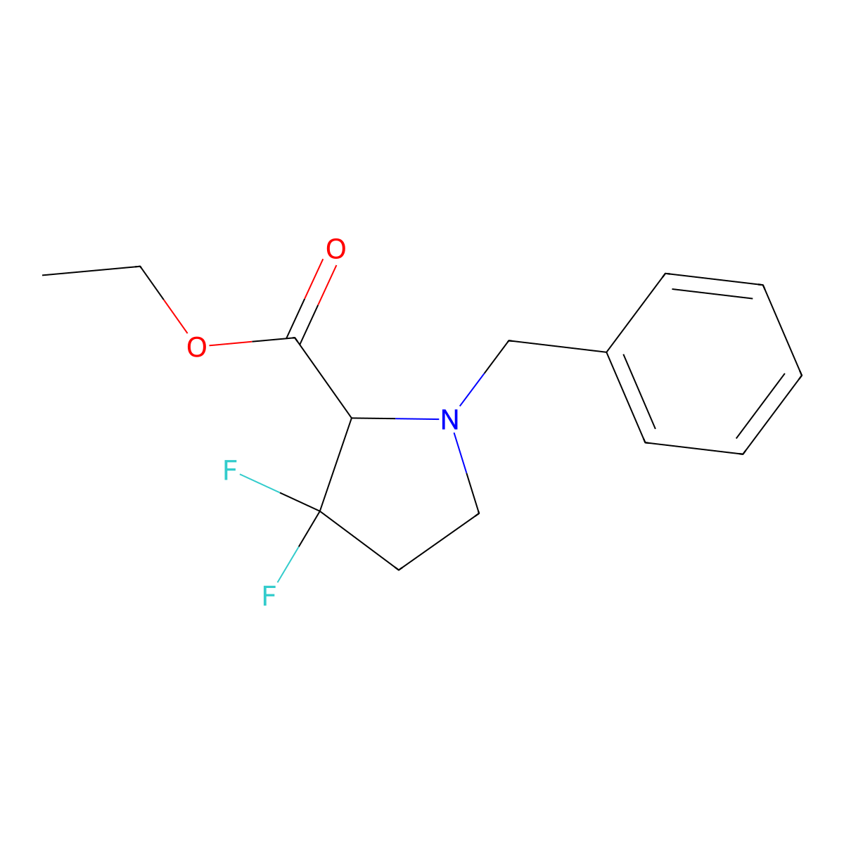 Ethyl 1-benzyl-3,3-difluoropyrrolidine-2-carboxylate molecular structure, CAS 2243509-98-8