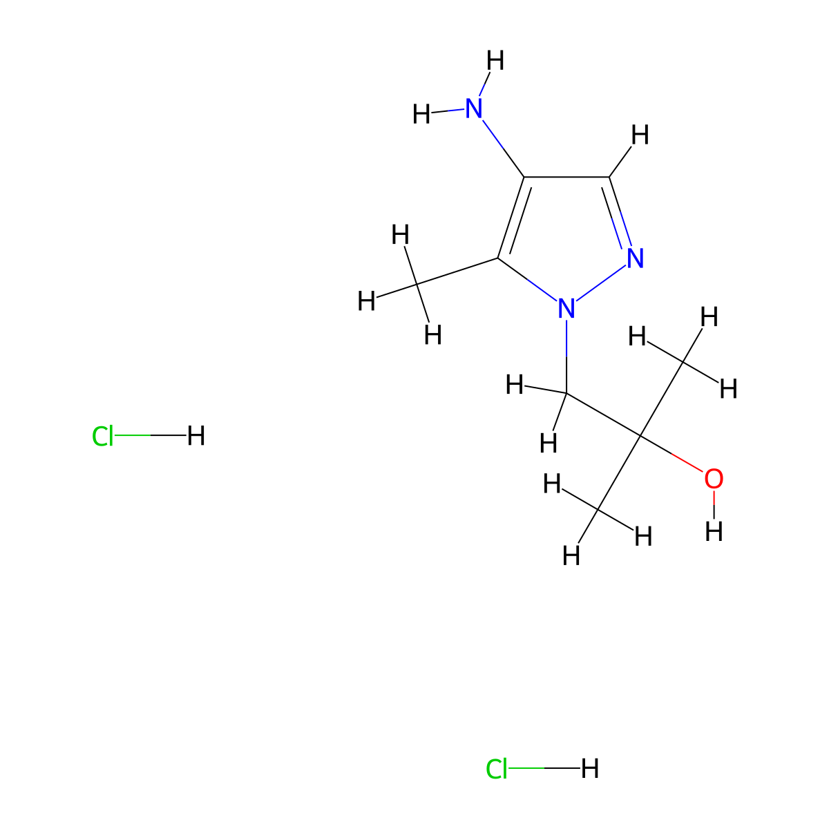 1-(4-amino-5-methyl-1H-pyrazol-1-yl)-2-methylpropan-2-ol dihydrochloride molecular structure, CAS 2243510-00-9