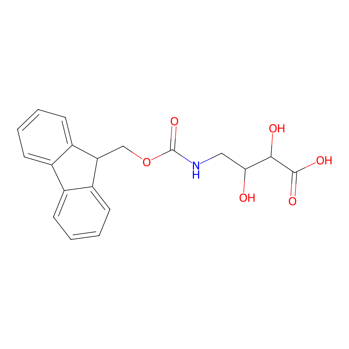 rac-(2R,3R)-4-({[(9H-fluoren-9-yl)methoxy]carbonyl}amino)-2,3-dihydroxybutanoic acid molecular structure, CAS 2243510-04-3