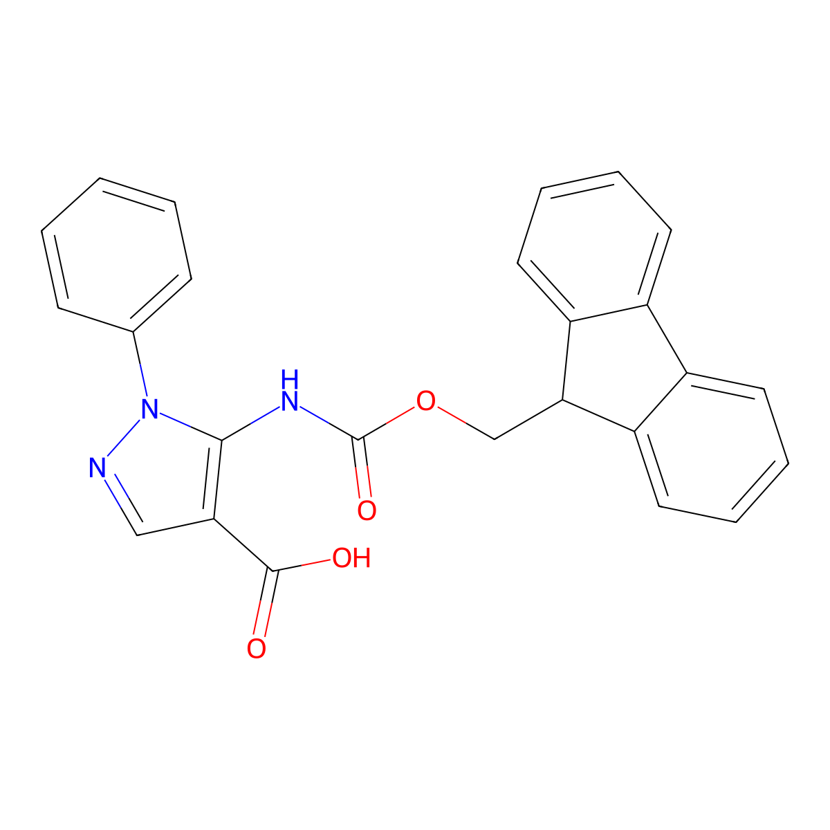 5-({[(9H-fluoren-9-yl)methoxy]carbonyl}amino)-1-phenyl-1H-pyrazole-4-carboxylic acid molecular structure, CAS 2243510-07-6